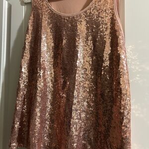 Sequin Tank Top in Rose Gold